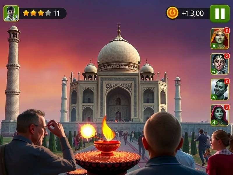 Taj Zombie Attack gameplay screenshot showing zombie combat at Taj Mahal
